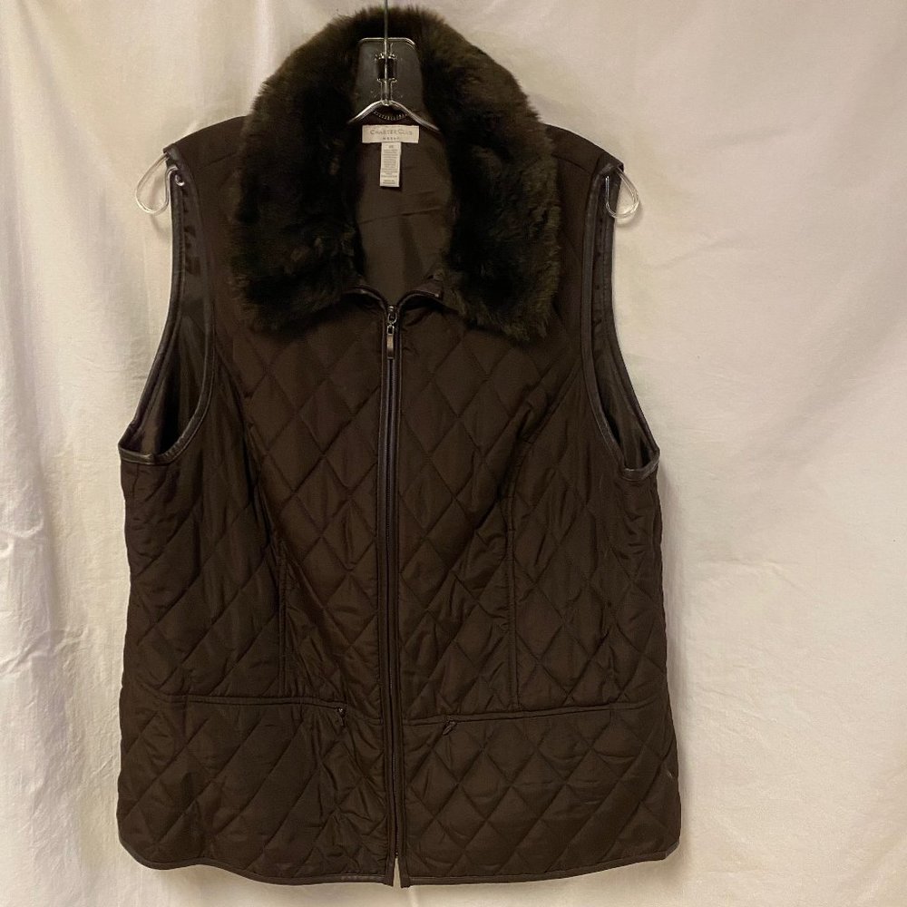Stlye & Co dark brown quilted vest 1x worn once